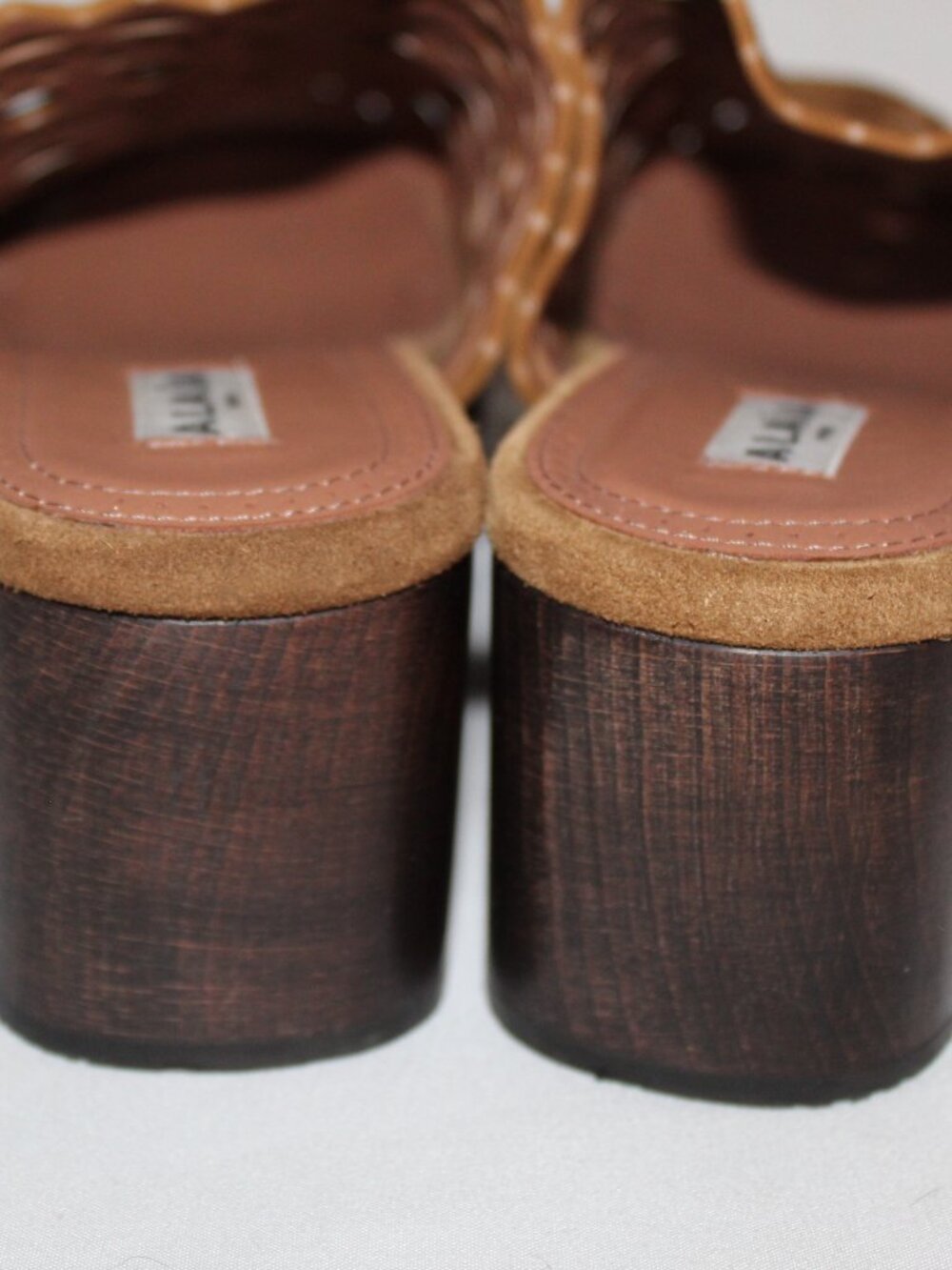 Alaïa Alaia Vienne Cut Out Suede Leather Wood Pumps Rivet Studded Clogs Mules 38 - Picture 3 of 7